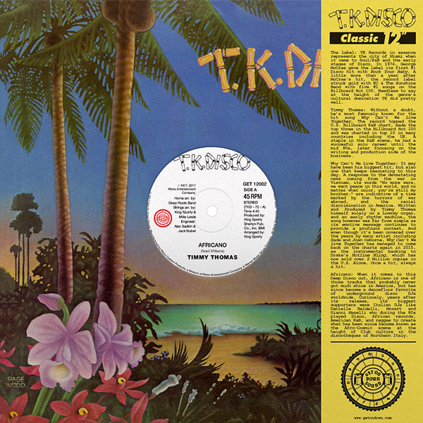 TIMMY THOMAS - Africano/Why Can't We Live Together | Vinyl