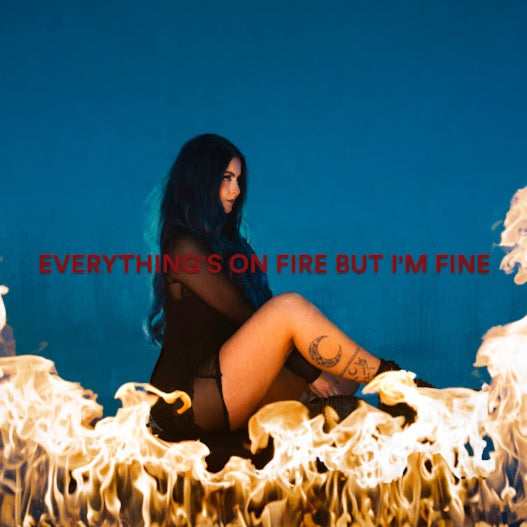 As December Falls - Everything's On Fire But I'm Fine [Explicit Content] (Indie Exclusive, Limited Edition, Blue/Red Split Splatter Colored Vinyl, Alternate Cover) | Vinyl