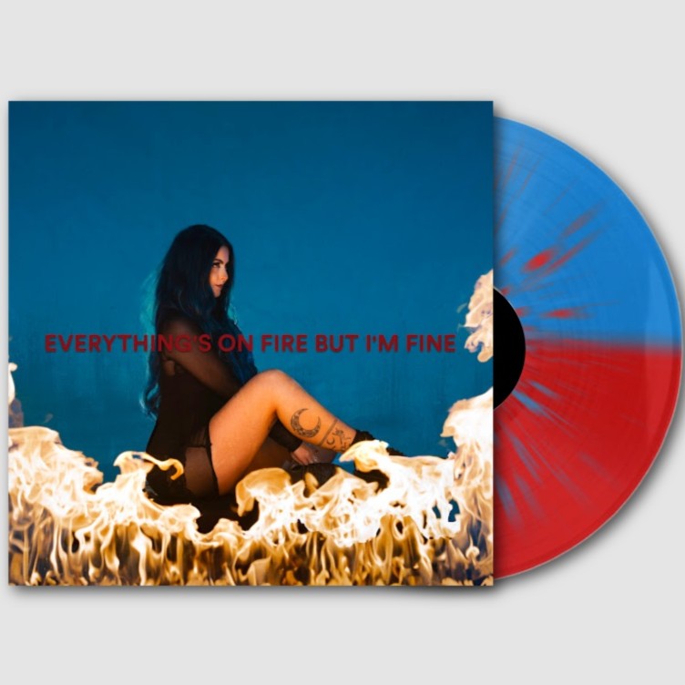 As December Falls - Everything's On Fire But I'm Fine [Explicit Content] (Indie Exclusive, Limited Edition, Blue/Red Split Splatter Colored Vinyl, Alternate Cover) | Vinyl