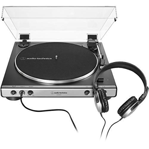 Audio-Technica | AT-LP60XHP-GM Fully Automatic Belt-Drive Stereo Turntable Includes Headphones with Built-in Switchable Phono Preamp and Cartridge - Gunmetal | Turntables