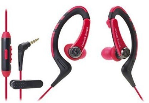 Audio Technica | ATH-SPORT1ISRD - SonicSport in-ear headphones with mic/in-line controls for compatible iPod/iPhone/iPad products, red | Speakers