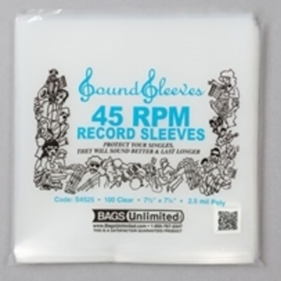 Bags Unlimited - Bags Unlimited S4525 - 7 Inch 45 RPM Record Outer Sleeve - 100 Count (Clear) | Record Sleeves