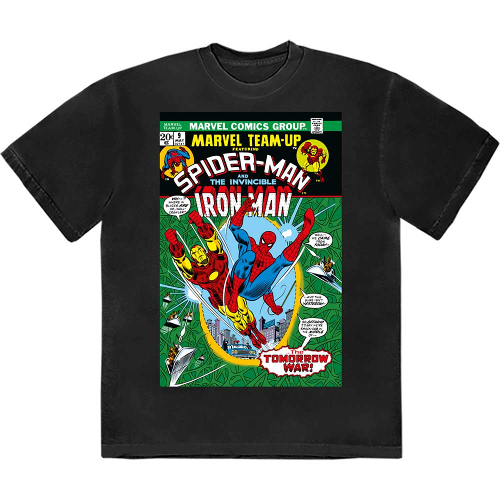 Marvel Comics - Spiderman & Iron Man Comic Cover | T-Shirt Black