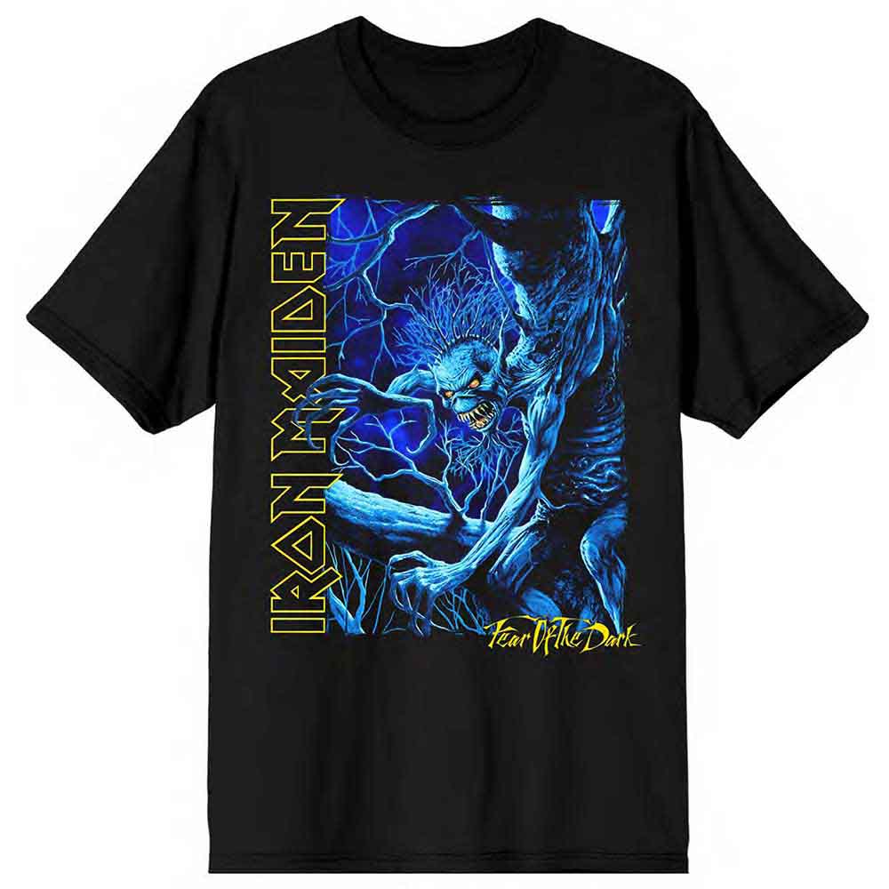Iron Maiden - Fear of the Dark Blue Tone Eddie Vertical Logo | T-Shirt Black