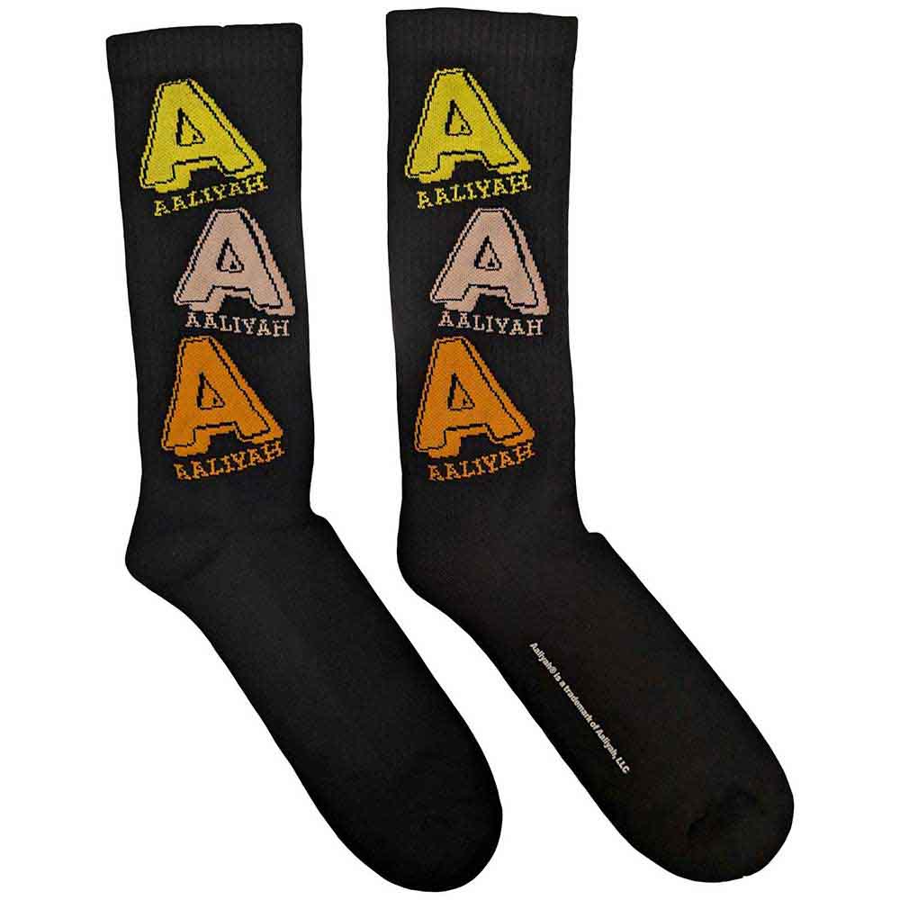 Aaliyah - Tricolour Logo | Socks Black