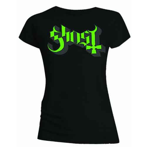 Ghost - Green/Grey Keyline Logo | T-Shirt Black