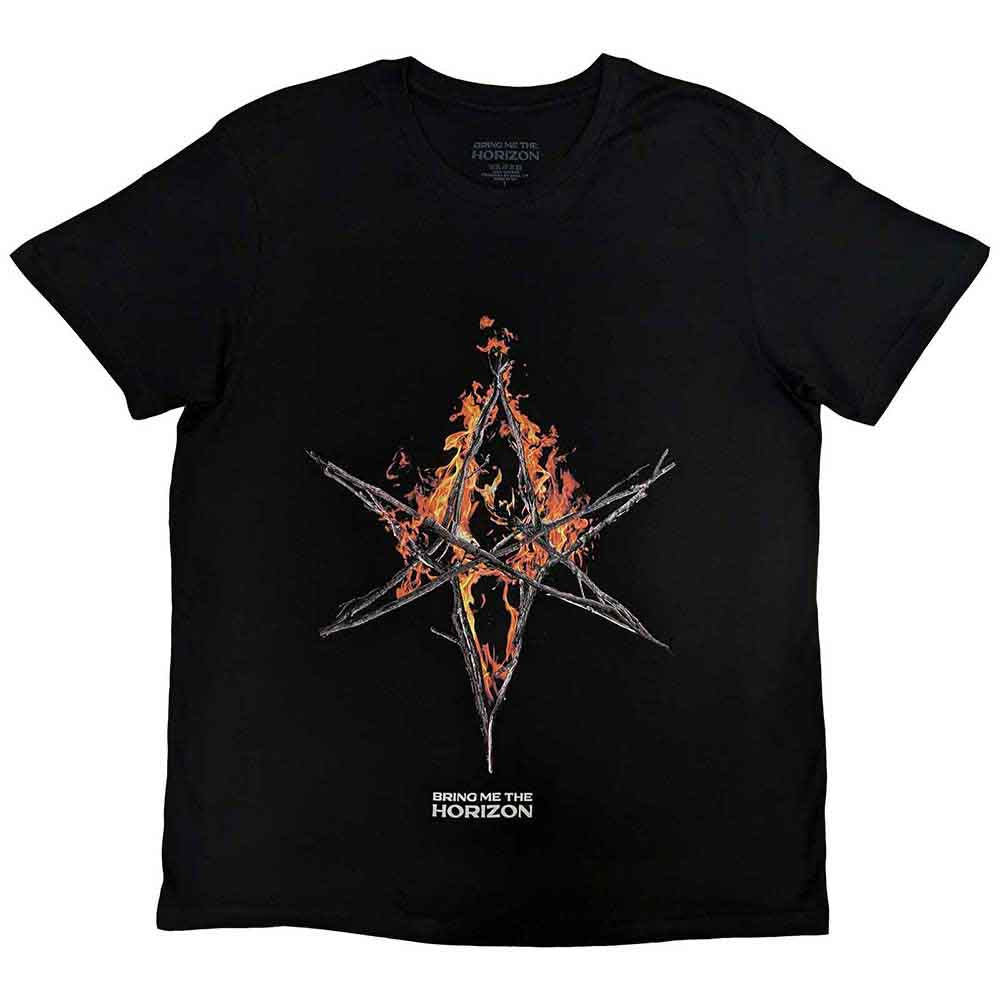 Bring Me The Horizon - Flame Hex & Text Logo | T-Shirt Black