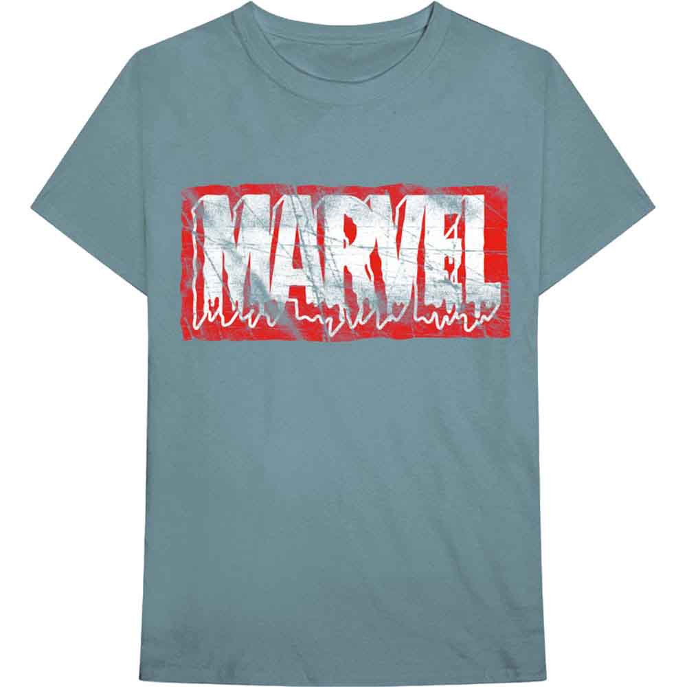 Marvel Comics - Distressed Dripping Logo | T-Shirt Blue