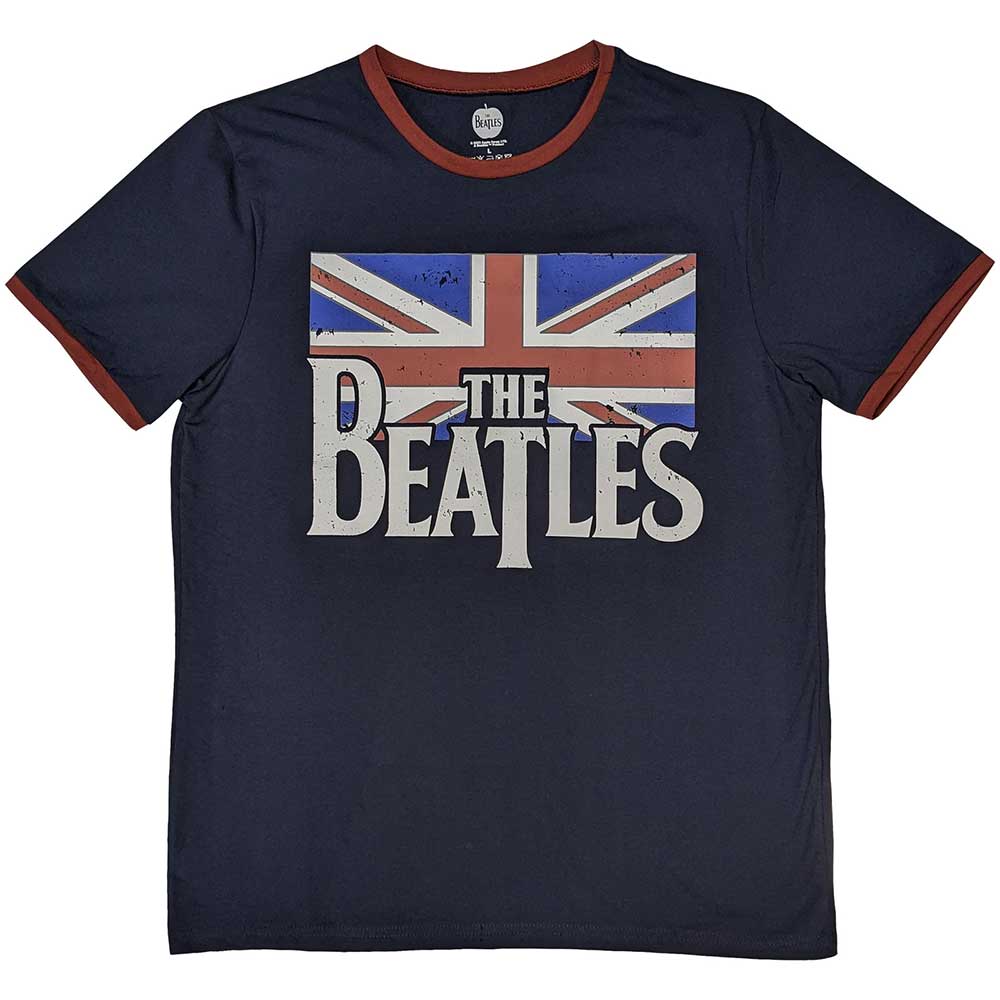 The Beatles | Drop T Logo & Vintage Flag | Blue