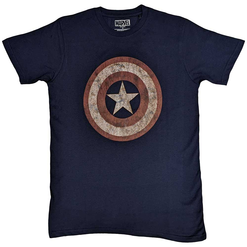 Marvel Comics - Captain America Embroidered Shield | T-Shirt Blue
