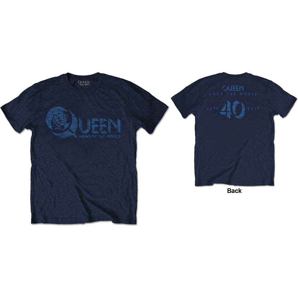 Queen - News of the World 40th Vintage Logo | T-Shirt Blue