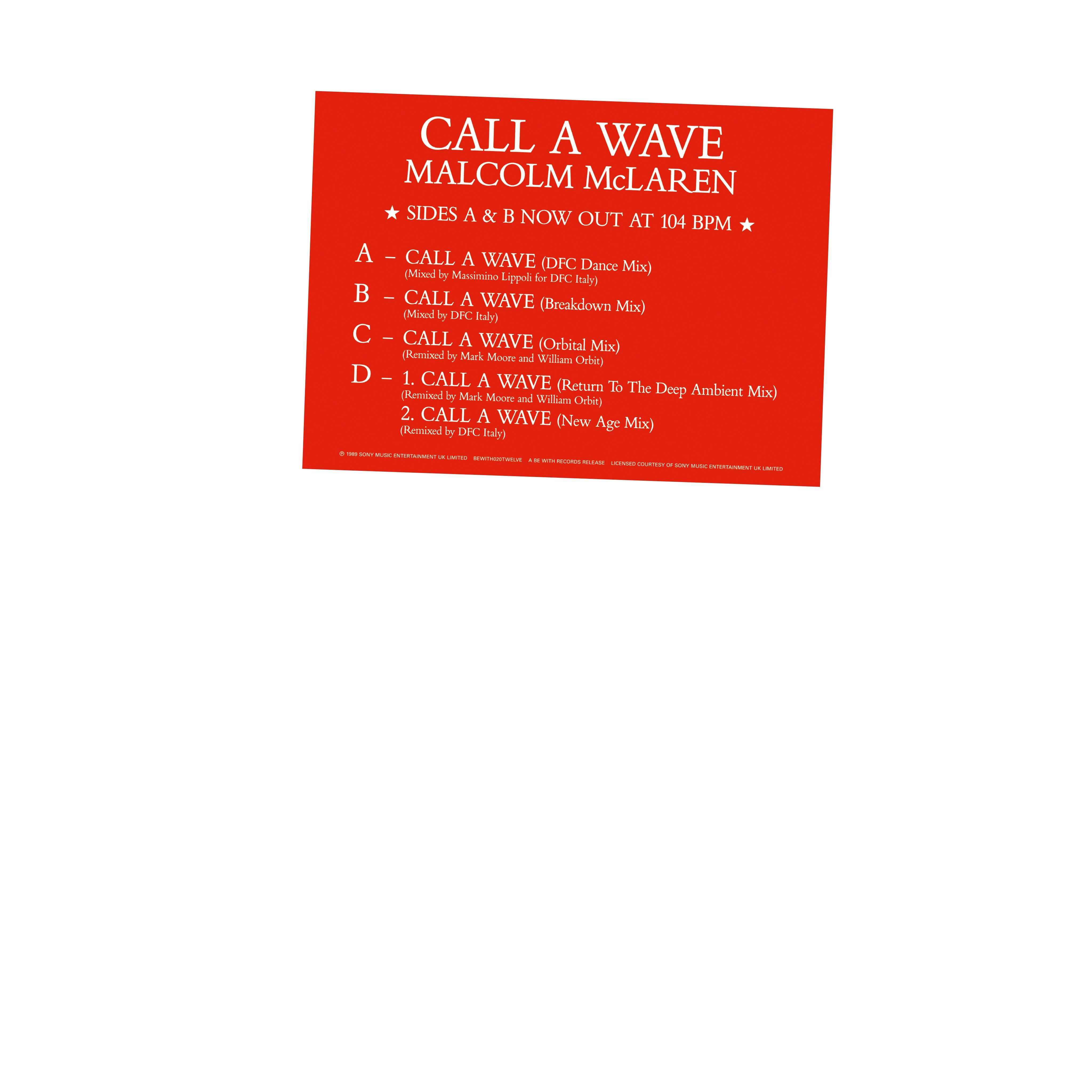 Malcolm McLaren And The Bootzilla Orchestra - Call A Wave Remixes | Vinyl