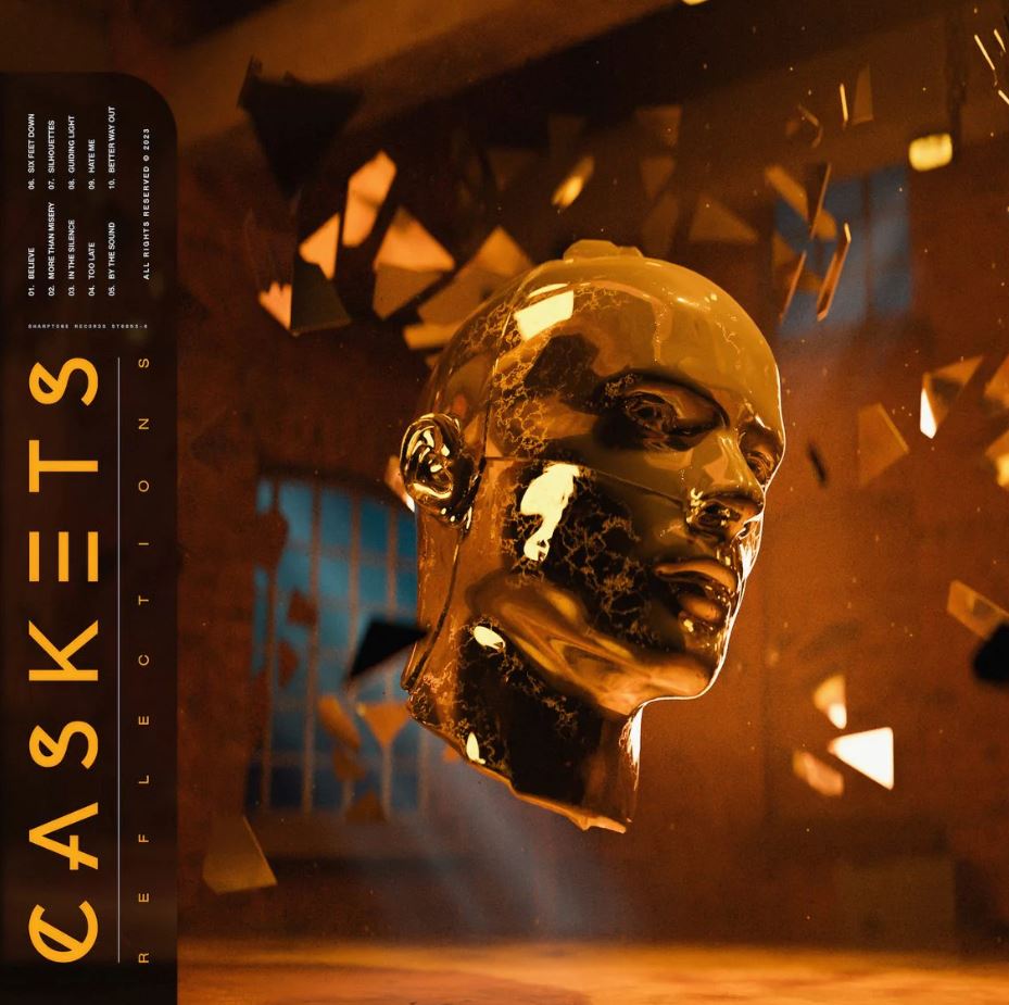 Caskets | Reflections - Orange and Black W/ White Splatter | Vinyl