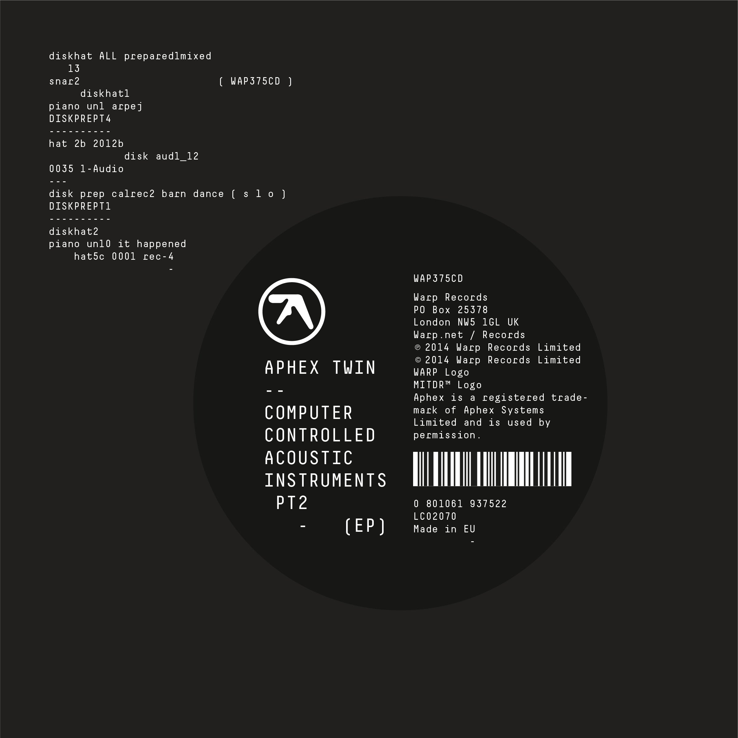 Aphex Twin | Computer Controlled Acoustic Instruments pt 2 EP | Dance & Electronic