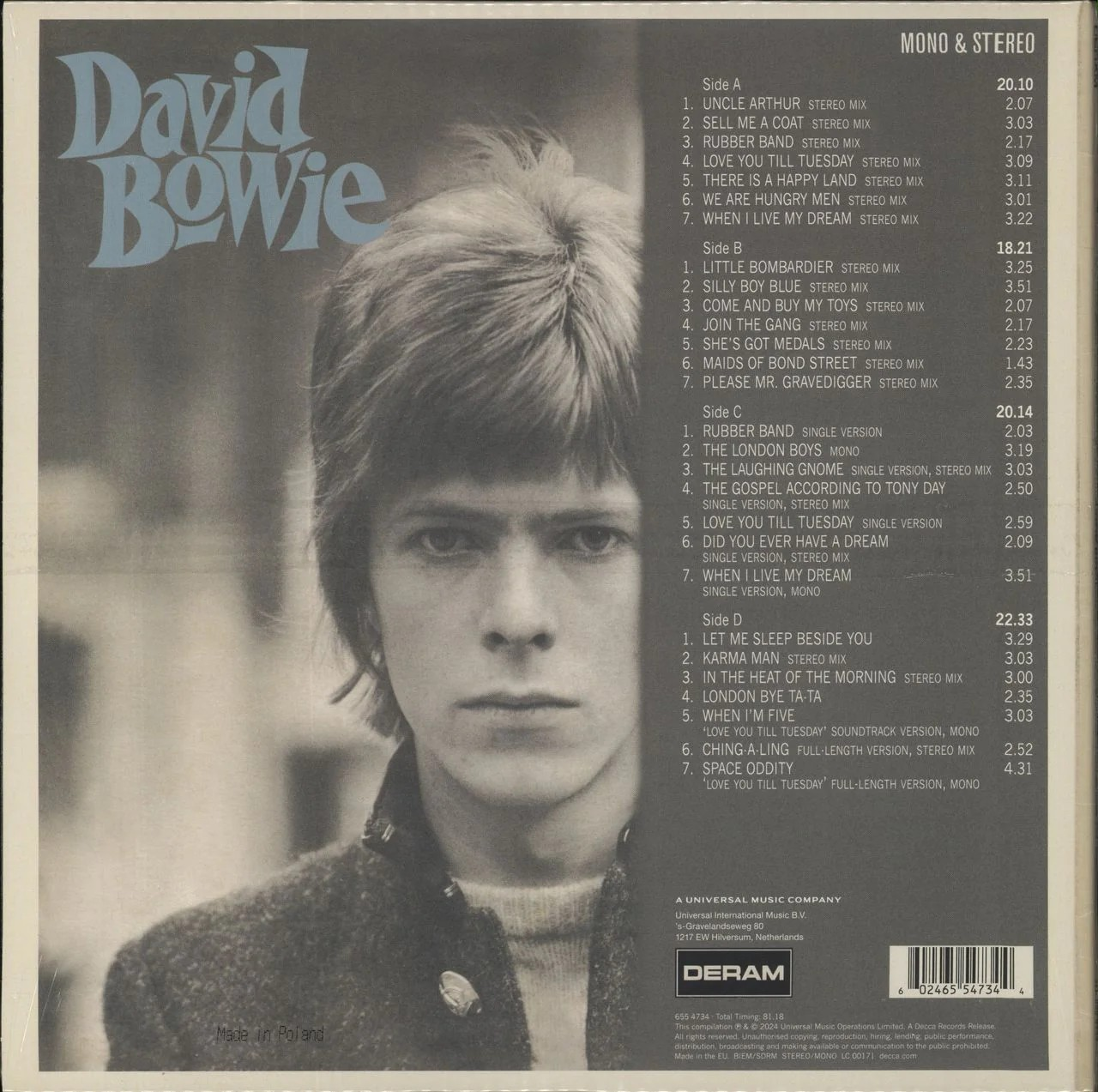 David Bowie | David Bowie (Limited Edition, Cream & Green Swirl Colored Vinyl) (2 Lp's) | Vinyl