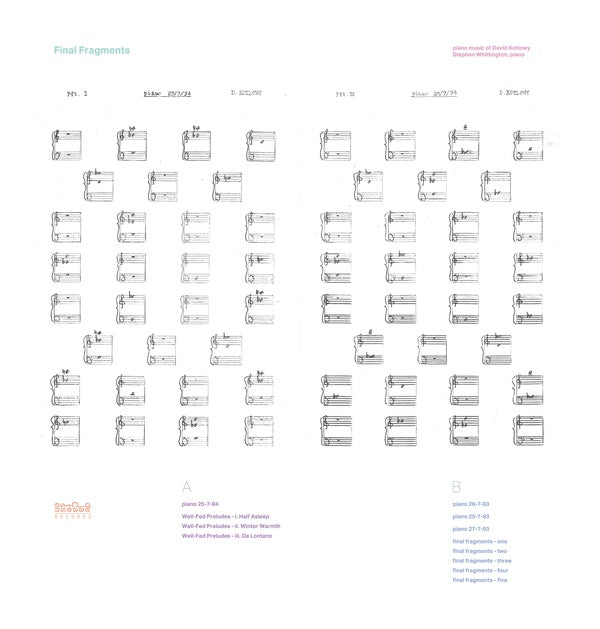 STEPHEN WHITTINGTON - Final Fragments - Piano Music of David Kotlowy | Vinyl