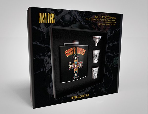 Guns N Roses - Cross - Hip Flask + 2 Cups & Funnel | Accessories