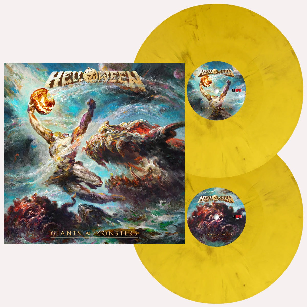 Helloween | Giants & Monsters (Indie Exclusive) (Yellow Marble Vinyl) (Pumpkin Etching & Booklet) [2LP] | Vinyl