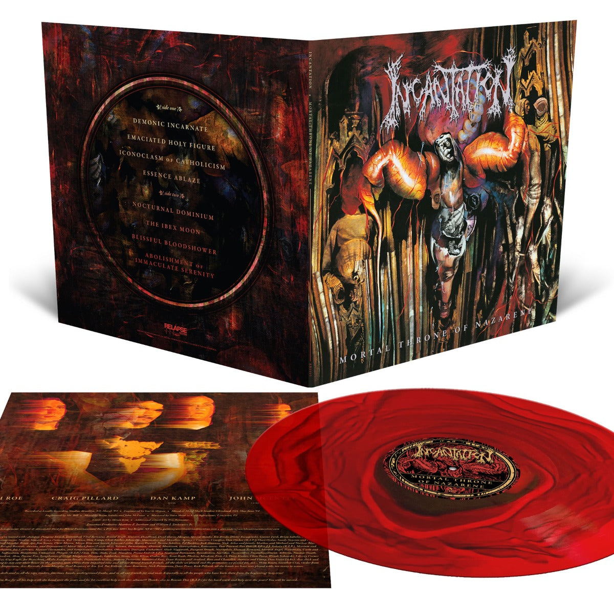 Incantation | Mortal Throne Of Nazarene ("Crushed Ripple" Blood Red Colored Vinyl) | Vinyl