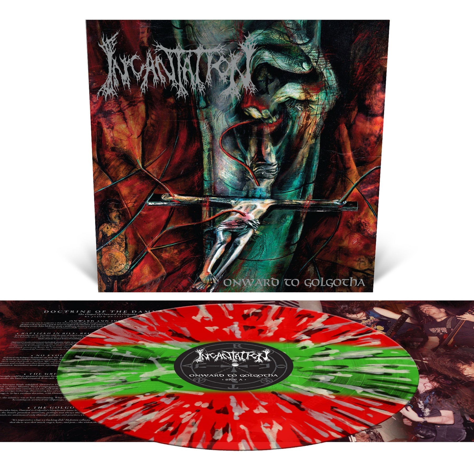 Incantation | Onward To Golgotha [Three Color Stripe With Splatter Vinyl] | Vinyl