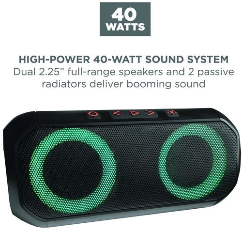 Ion | Ion iSP156 Uber Boom Portable Bluetooth Speaker - IP66 All Weather - 40W (Black) (Large Item, Bluetooth) | Portable Bluetooth Speaker