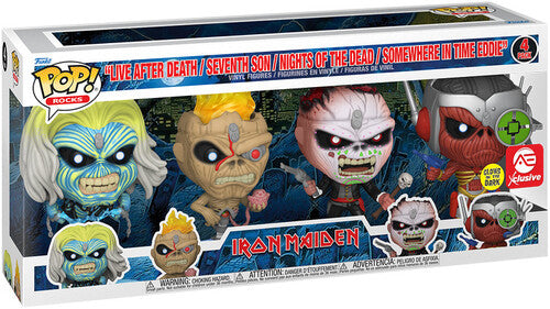 Iron Maiden - FUNKO POP! ROCKS: Iron Maiden - Eddie 4PK Glow in the Dark Box Set (AE Exclusive) | Action Figure
