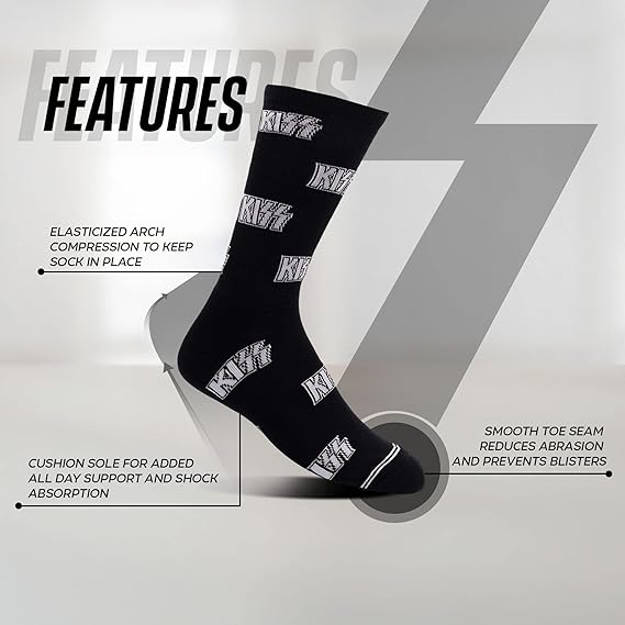 Kiss - Kiss All Over Logo Crew Socks (One Size) | Socks