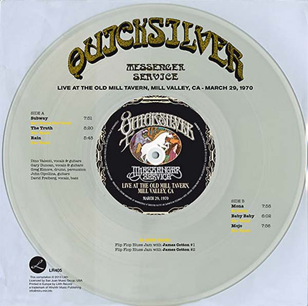 QUICKSILVER MESSENGER SERVICE - Live At The Old Mill Tavern, Mill Valley, CA - March 29, 1970 | Vinyl