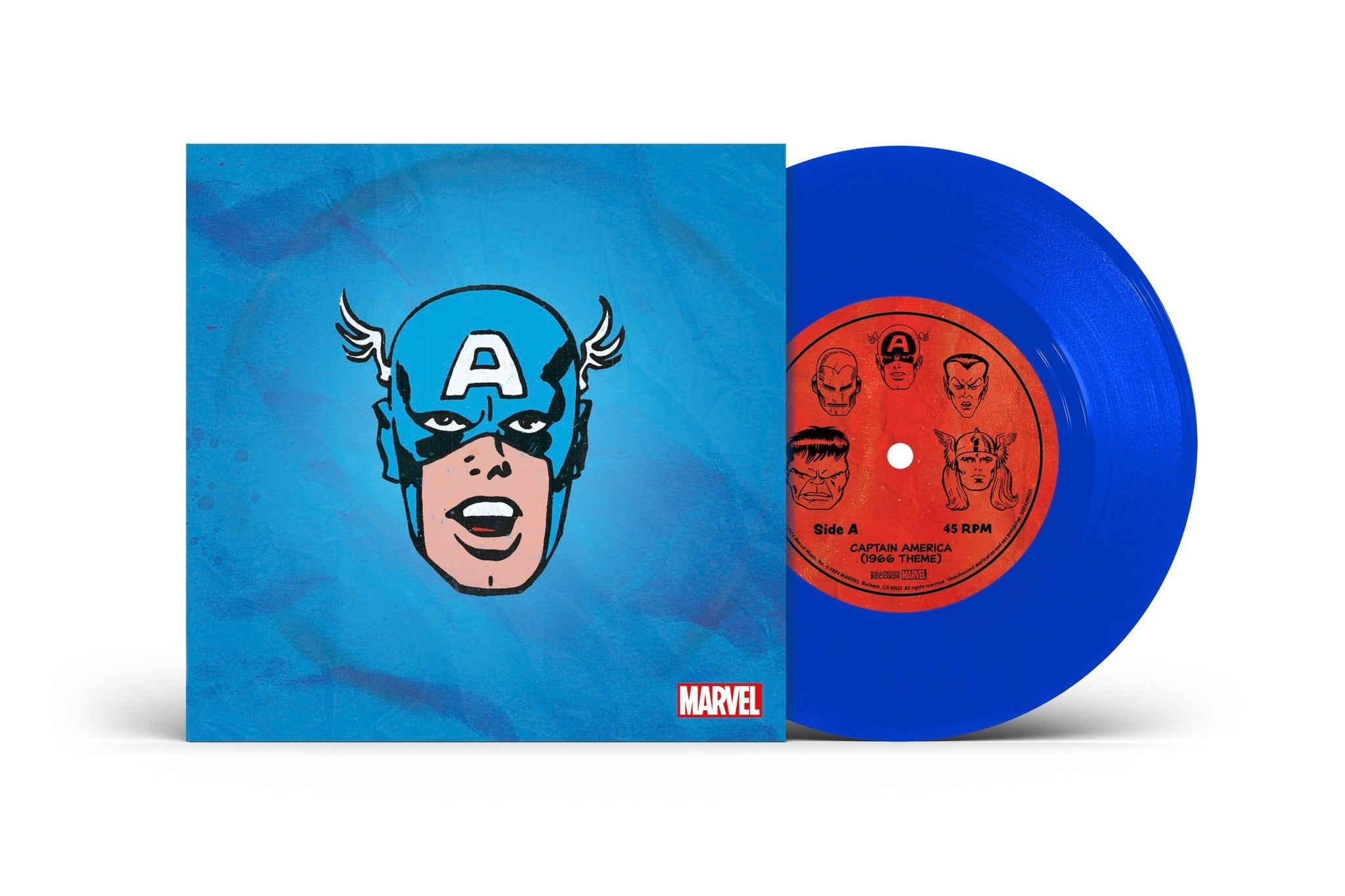 Marvel Chorus - Captain America (1966 Theme) / Merry Marvel Marching Society [Translucent Blue 7" Single] | Vinyl