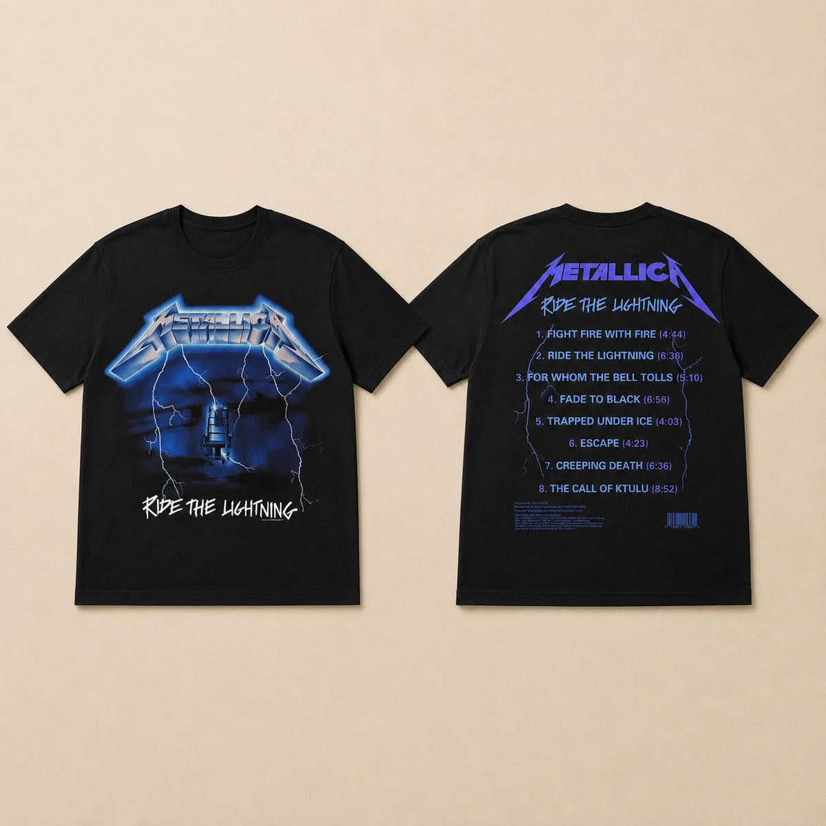 Metallica - Ride The Lightning Tracks T-Shirt - Black | Apparel Black