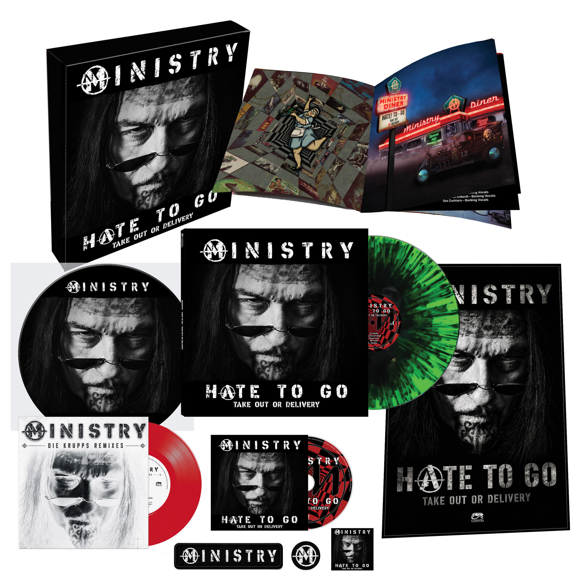 Ministry - Hate To Go - Take Out Or Delivery (Deluxe Box Edition) [Black/Green Splatter] [4LP] | Vinyl