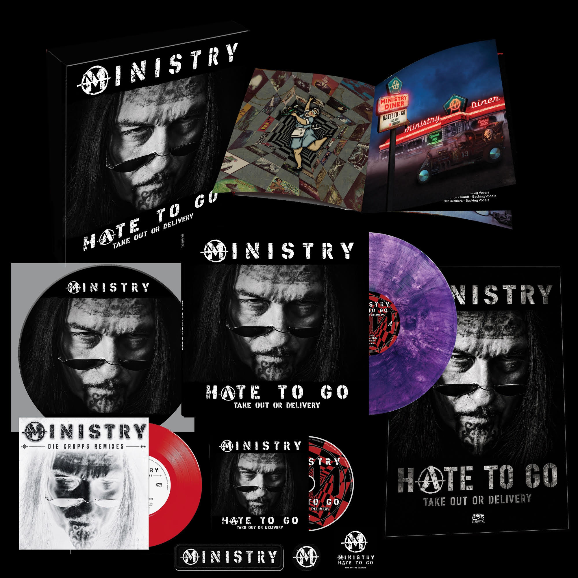 Ministry - Hate To Go - Take Out Or Delivery (Deluxe Box Edition) [Deluxe Box Edition With Purple/Black Marble] [4LP] | Vinyl
