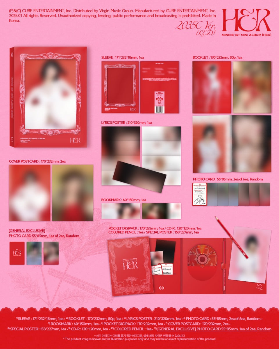 Minnie ((G)I-DLE) - Her [2035C Ver.] (Booklet, Pencil, Photo / Photo Card, Poster, Postcard) | CD