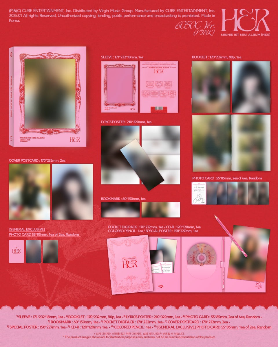 Minnie ((G)I-DLE) - Her [6050C Ver.] (Booklet, Pencil, Photo / Photo Card, Poster, Postcard) | CD