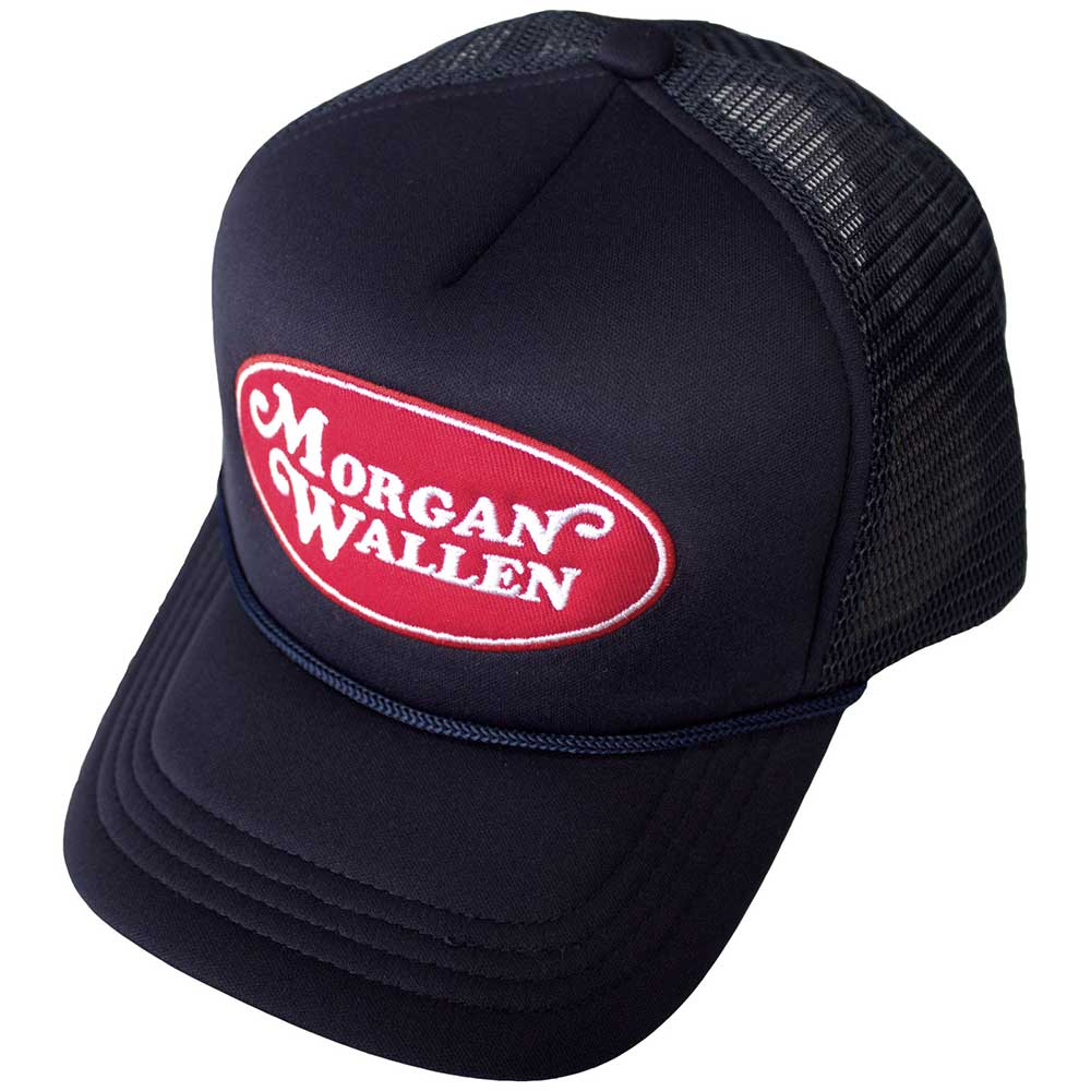 Morgan Wallen - Oval Logo Snapback Trucker Hat - Navy Blue | Hat Blue