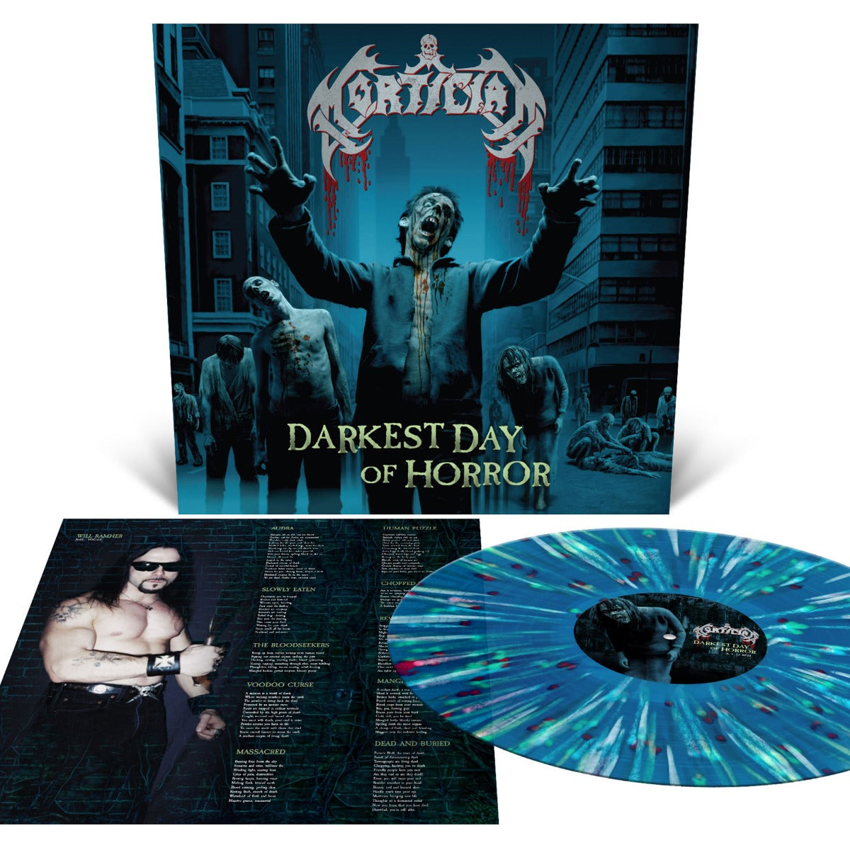 Mortician | Darkest Day Of Horror (Colored Vinyl, Sea Blue with Splatter) | Vinyl