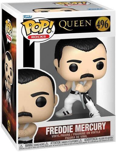 Queen - Funko POP! Rocks: Queen - Freddie Mercury (White Singlet) (Vinyl Figure, Collectible) | Action Figure