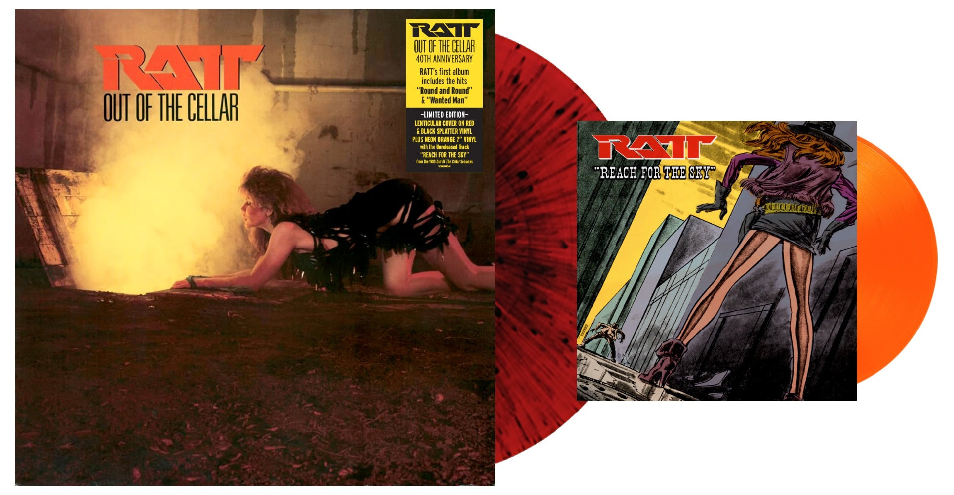 Ratt | Out Of The Cellar: 40th Anniversary Edition (Limited Edition, Red/Black Splatter & Neon Orange Colored Vinyl) (Bonus 7" Single) | Vinyl