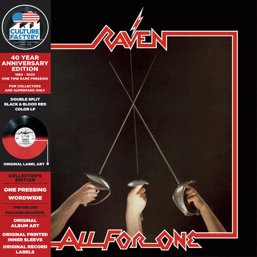 Raven - All For One: 40 Year Anniversary (Double Split, Black & Blood Red Colored Vinyl, Limited Edition, Reissue) | Vinyl