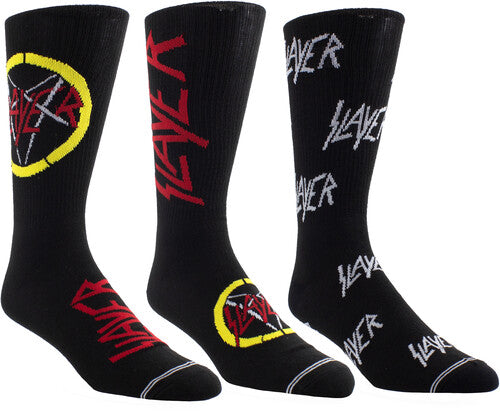 Slayer - Perri's - Slayer - Crew Socks (3 Pack Collector Guitar Shape Tin) (Large Item, Socks, 3 Pack) | Socks