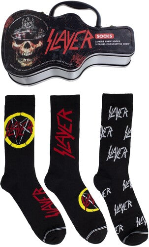 Slayer - Perri's - Slayer - Crew Socks (3 Pack Collector Guitar Shape Tin) (Large Item, Socks, 3 Pack) | Socks