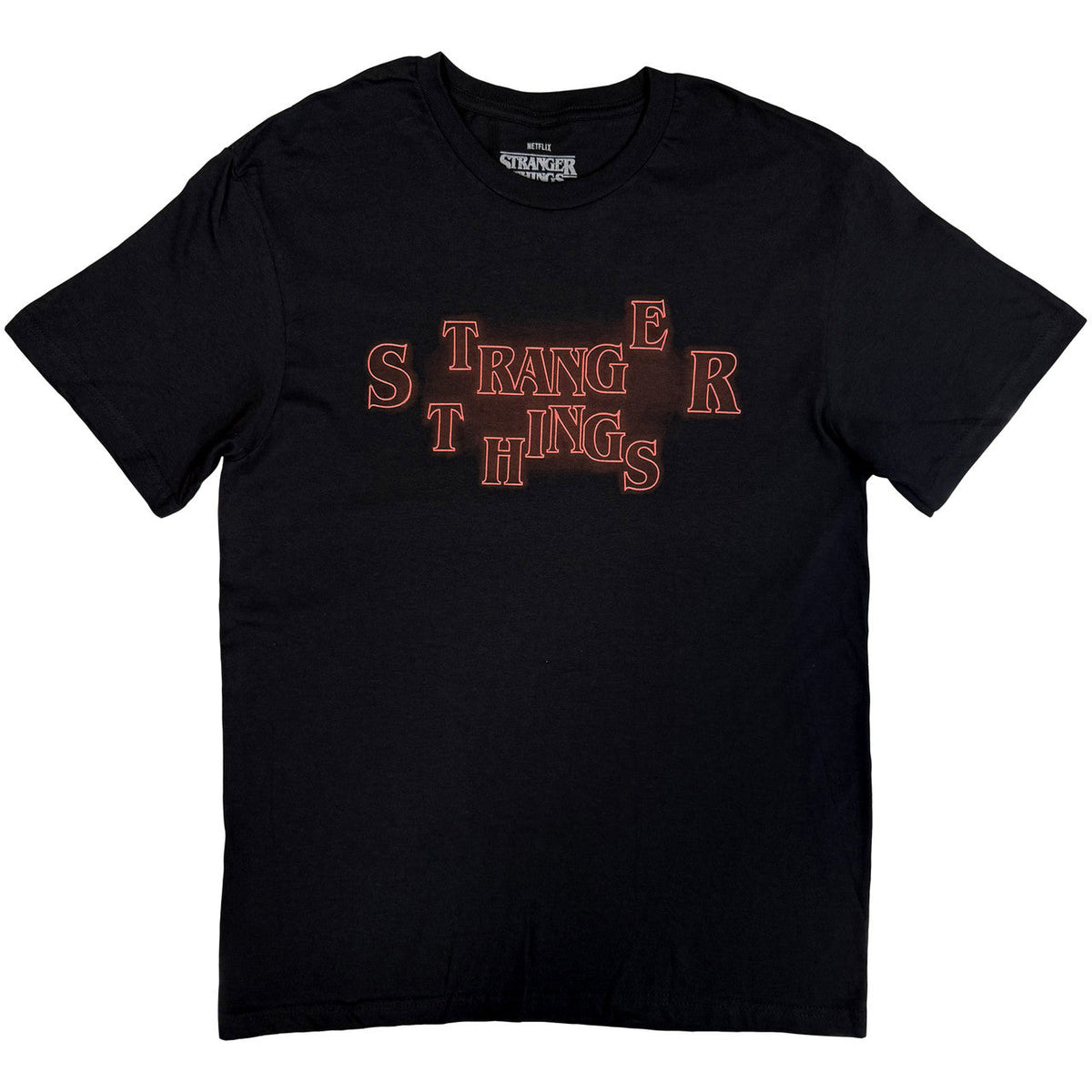 Stranger Things - Neon Logo T-Shirt - (Black) | Apparel