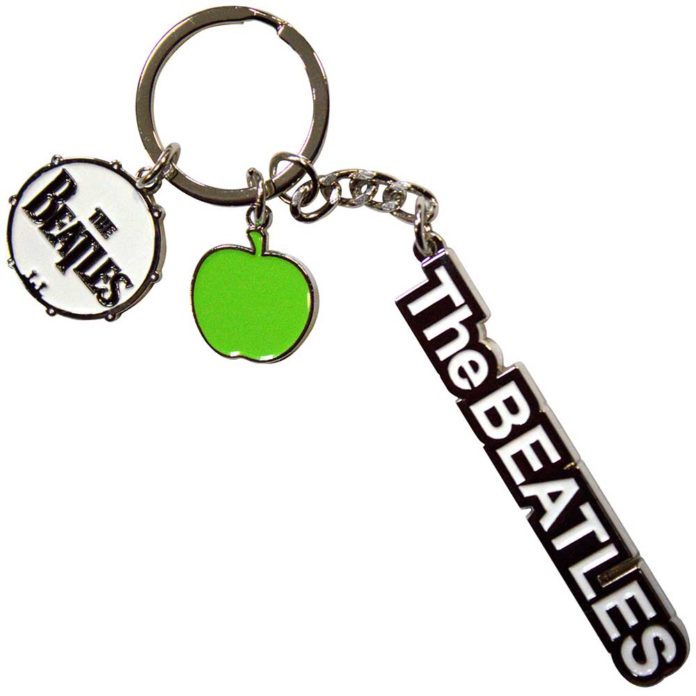 The Beatles | Text Logo Drop T Drum & Apple Charms |