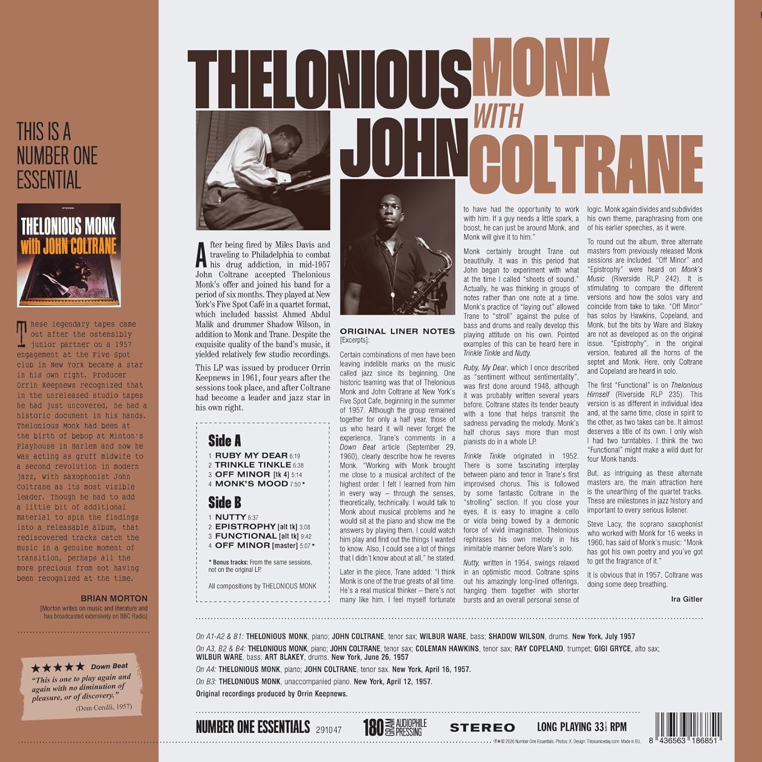 Thelonious Monk with John Coltrane | Thelonious Monk With John Coltrane (Limited Edition, 180 Gram Vinyl with Bonus Tracks) [Import] | Vinyl