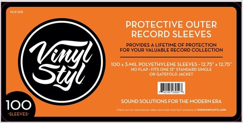 Vinyl Styl | 12Inch Vinyl Record Outer Sleeve Polyethylene - 100 Count (Clear) (Large Item) | Sleeves