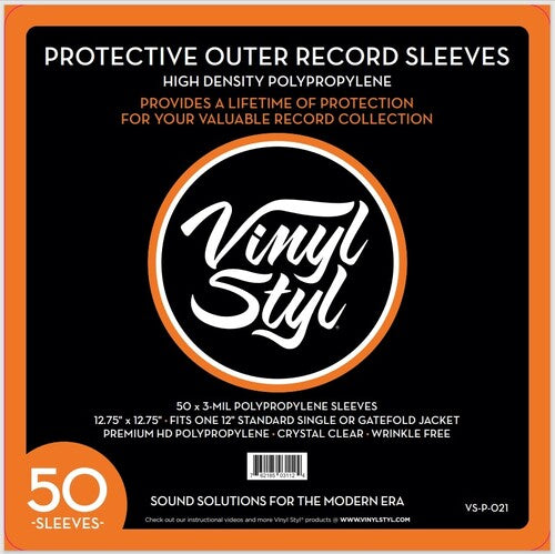 Vinyl Styl - Vinyl Styl® 12 Inch Vinyl Record Outer Sleeve Polypropylene 50 Count (Crystal Clear) | Record Sleeves