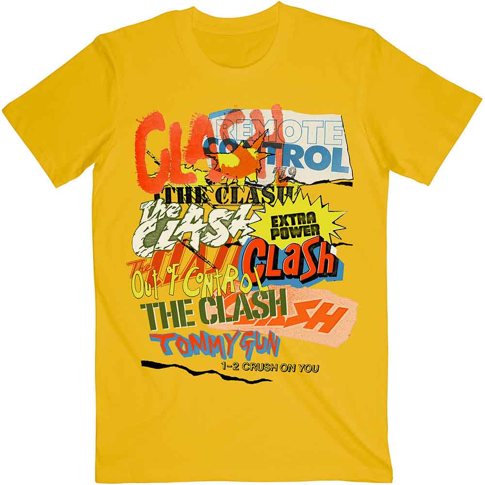The Clash - Singles Collage Text | T-Shirt Yellow