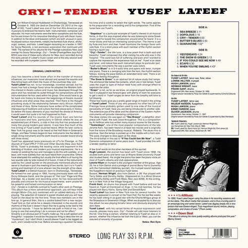 Yusef Lateef | Cry! -Tender (Limited Edition, 180 Gram Vinyl, Bonus Tracks) [Import] | Vinyl