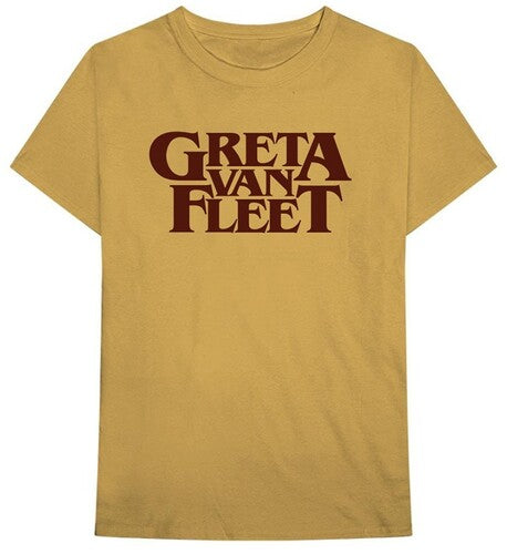 Greta Van Fleet | Greta Van Fleet Logo Old Gold Unisex Short Sleeve T-shirt 2XL | Apparel