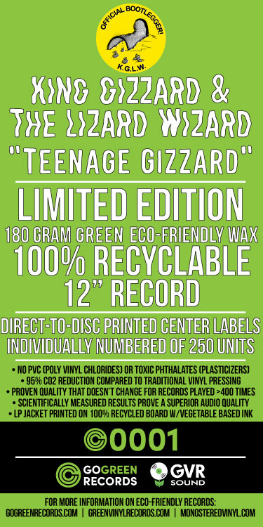 King Gizzard & The Lizard Wizard | Teenage Gizzard (Monostereo Exclusive | 180 Gram Eco-Friendly Green / 100% Recyclable) | Vinyl